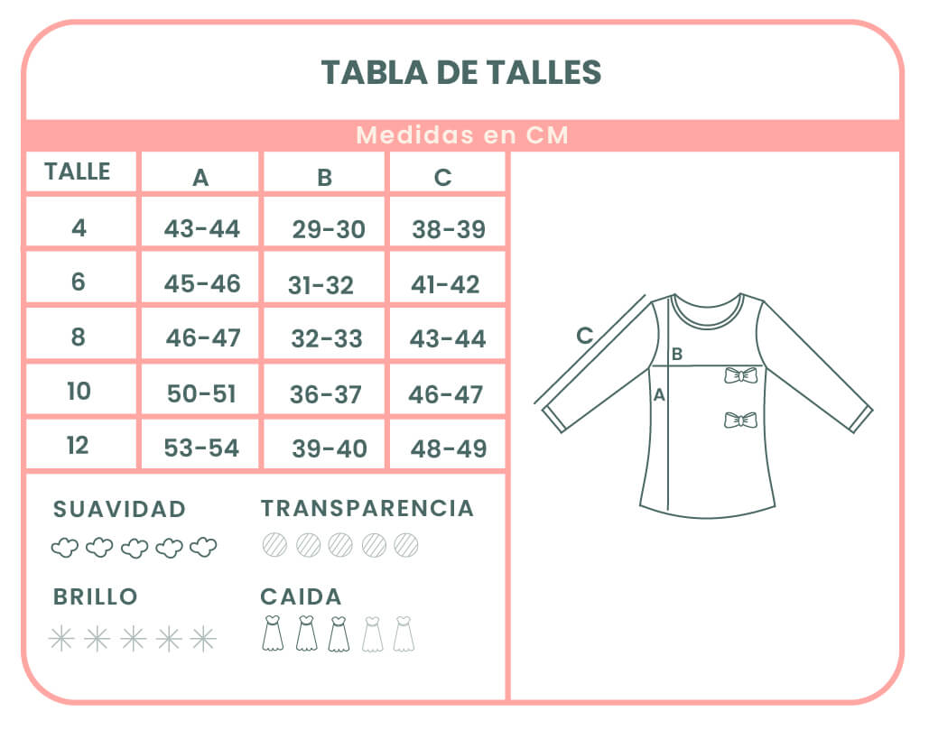 Tabla Talles remera manga larga 